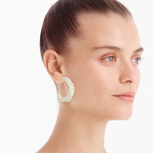 J.Crew Braided Pearl Hoop Earrings - Picture 3 of 6